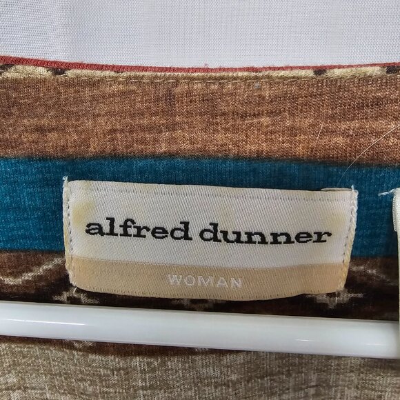 Alfred Dunner Brown Blue Aztec Tee Blouse Layered Boho Festival 1X - Picture 9 of 11